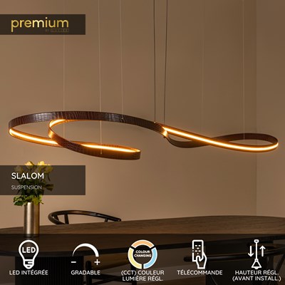 Lucide SLALOM - Suspension - LED Dim. - CCT - 1x80W 2200K/4000K - Café | Premium